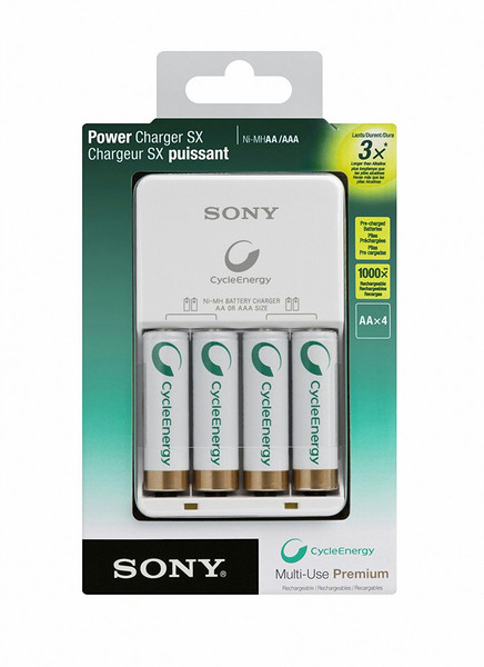 Sony BCG-34HH4KN Indoor battery charger Белый зарядное устройство