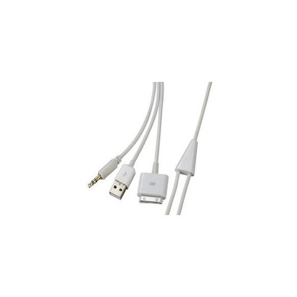 4XEM 4X30PINUSB35 0.9м Apple 30-p USB + 3.5mm Белый дата-кабель мобильных телефонов