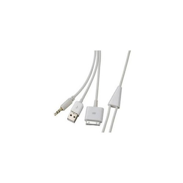 4XEM 4X30PINUSB35 0.9m Apple 30-p USB + 3.5mm White mobile phone cable