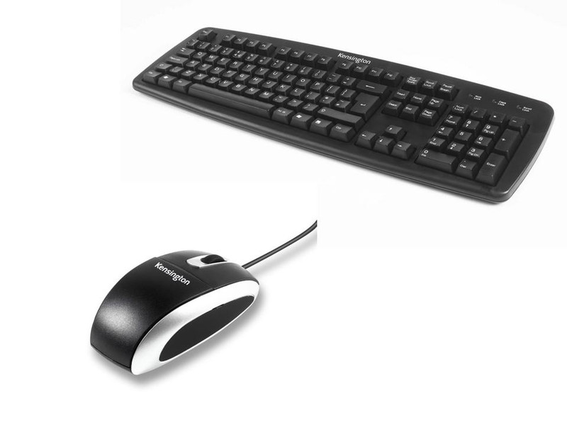 Kensington ValuKeyboard USB/PS2 & ValuOptical Mouse, Black, Bundel USB+PS/2 QWERTY Schwarz Tastatur