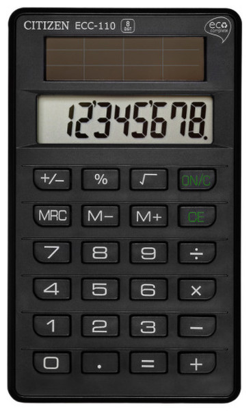 Citizen ECC-110 Tasche Einfacher Taschenrechner Schwarz