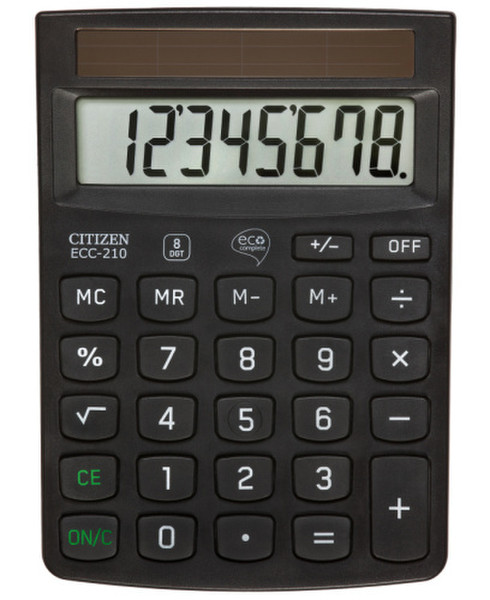 Citizen ECC-210 Настольный Базовый калькулятор Черный