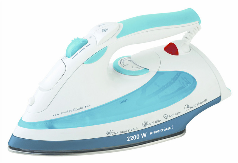 Premier PRI199 Dry & Steam iron Ceramic soleplate 2200W Blue,White