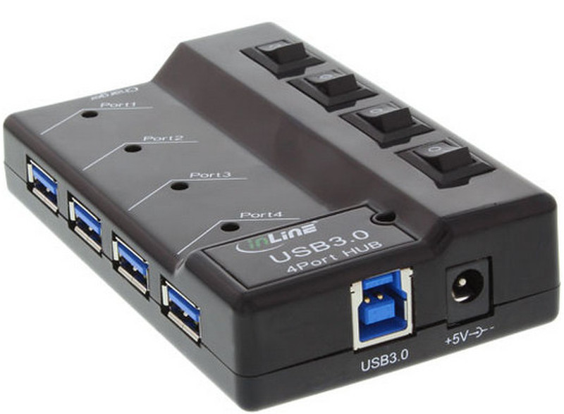 InLine USB 3.0 4x 5000Мбит/с Черный
