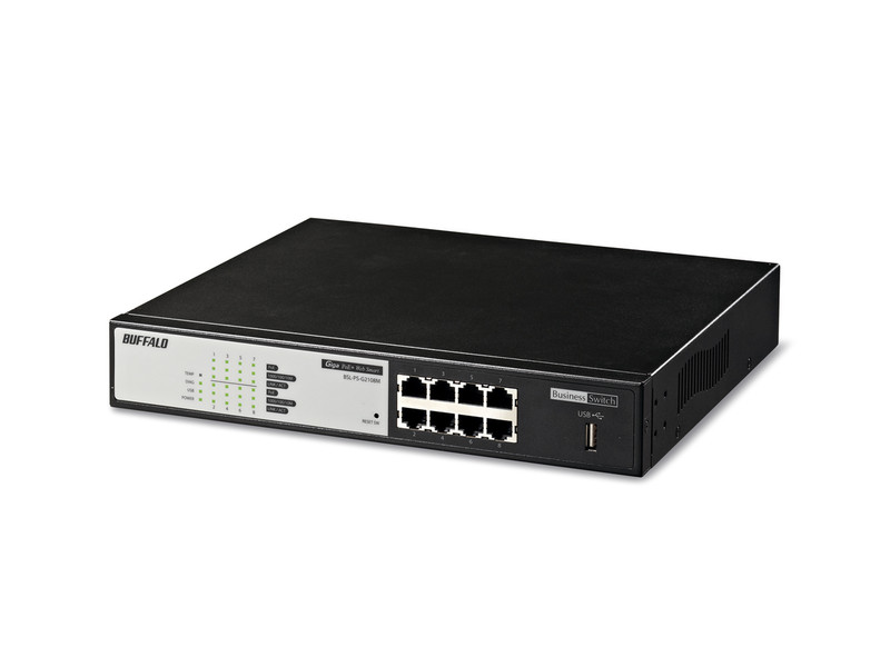 Buffalo BSL-PS-G2108M Управляемый L2 Gigabit Ethernet (10/100/1000) Power over Ethernet (PoE) Черный сетевой коммутатор