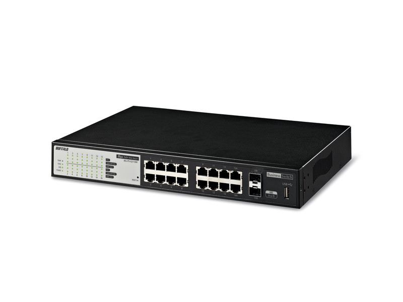 Buffalo BSL-PS-G2116M gemanaged L2 Gigabit Ethernet (10/100/1000) Energie Über Ethernet (PoE) Unterstützung Schwarz Netzwerk-Switch