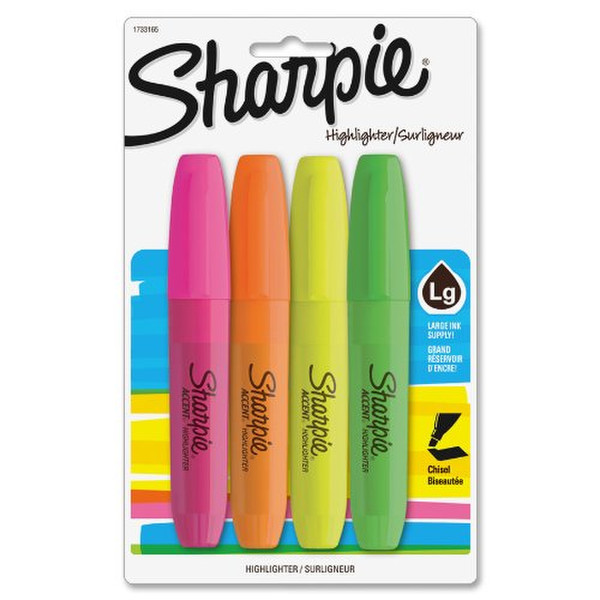 Sharpie Accent Jumbo Зеленый, Оранжевый, Розовый, Желтый 4шт маркер