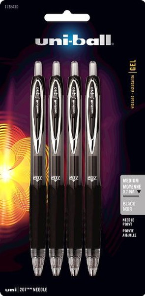 Uni-Ball 207 Needle RT Retractable Black 4pc(s)