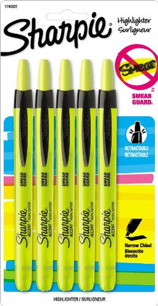Sharpie Accent Retractable Yellow 5pc(s) marker