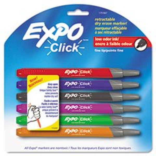 DYMO Click Dry Erase 3cd 6cd Schwarz, Blau, Grün, Rot, Violett 6Stück(e) Marker