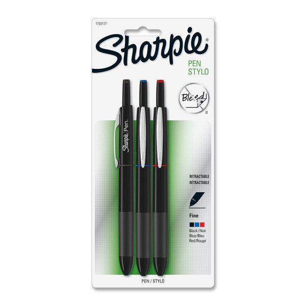 Sharpie Pen Retractable Черный, Синий, Красный 3шт капиллярная ручка