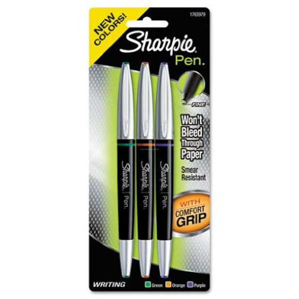 Sharpie Pen Grip Зеленый, Оранжевый, Пурпурный 3шт капиллярная ручка