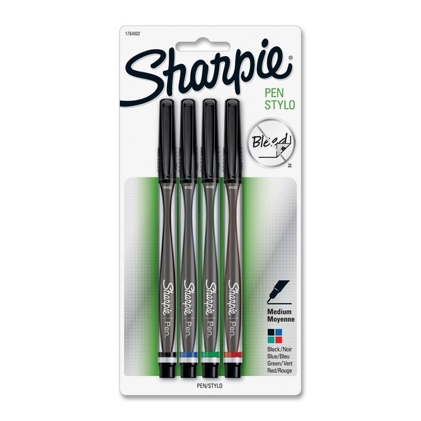 Sharpie Pen Средний Черный, Синий, Зеленый, Красный 4шт капиллярная ручка