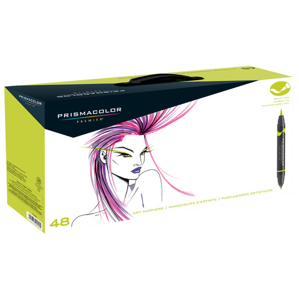 Prismacolor Premier Brush|Fine 48 set Тонкий кистевидный наконечник Черный, Синий, Коричневый, Зеленый, Оранжевый, Розовый, Пурпурный, Красный, Фиолетовый, Желтый 48шт маркер