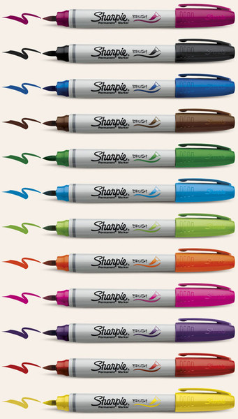 DYMO Brush Tip Black,Blue,Brown,Green,Magenta,Orange,Pink,Red,Violet,Yellow 12pc(s) permanent marker