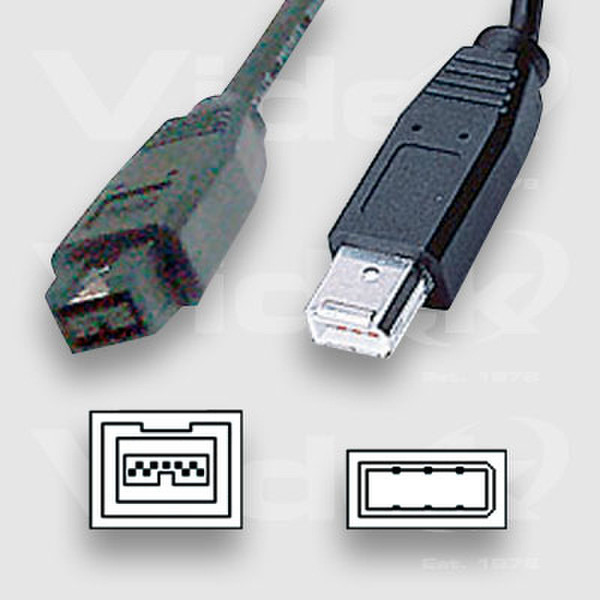 Videk 6 Pin M to 9 Pin M IEEE1394 Cable 4.5m 4.5m Schwarz Firewire-Kabel