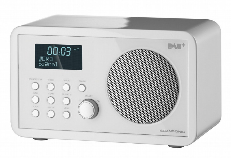 Scansonic DA200 Часы Цифровой Белый радиоприемник