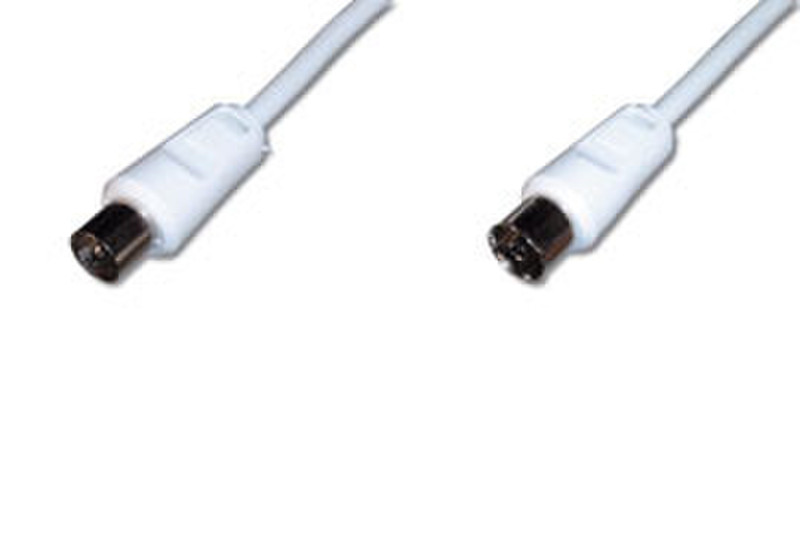 ASSMANN Electronic DIGITUS TV Antenna Cable, IEC/M to IEC/F, Straight, 9.5MM 2.5m White networking cable