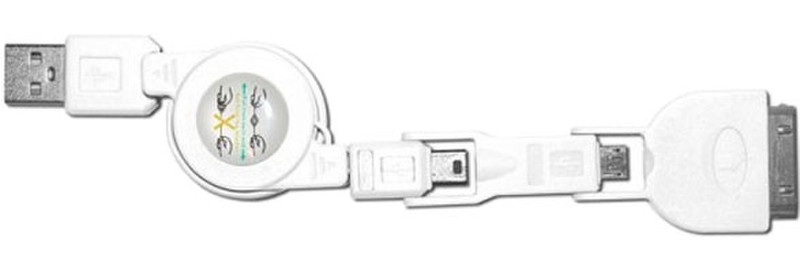 Adj 110-00013 0.8m USB A Mini USB, Micro USB White mobile phone cable