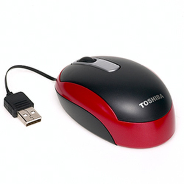 Toshiba PA3678E-1ETR USB Оптический 800dpi Черный, Красный компьютерная мышь