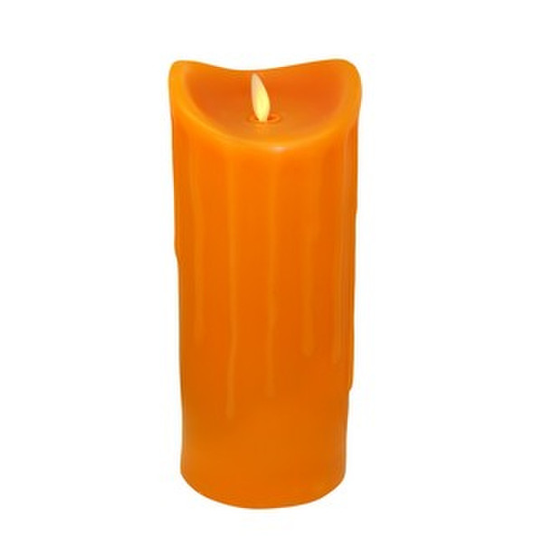 Tronje LED-Echtwachskerze mit "Flamme", Orange, 23cm, Wachstropfendesign