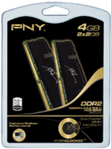 PNY Dimm DDR2 1066MHz (PC2-8500) 5-5-5-15 kit 4GB (2x2GB) XLR8 OC 4ГБ DDR2 1066МГц модуль памяти