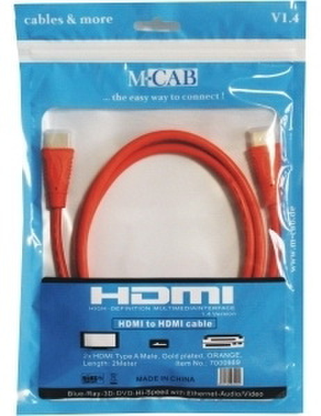 M-Cab 7000989 2м HDMI HDMI Оранжевый HDMI кабель