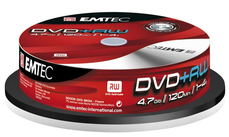 Emtec DVD+RW, 4.7GB, 10 pack, 4x 4.7GB DVD+RW 10pc(s)