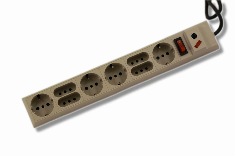 Techly Presa multipla a 8 posti (4 Italiana. 4 schuko) Beige IUPS-PCP-8C