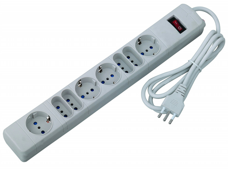 Techly Power Strip 8 Angled Outlets Grey IUPS-PCP-8GY