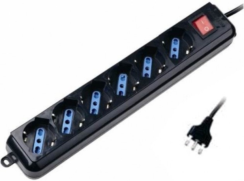 Techly Power Strip with 6 sockets 10/16 A with Switch Black IUPS-PCP-16BK