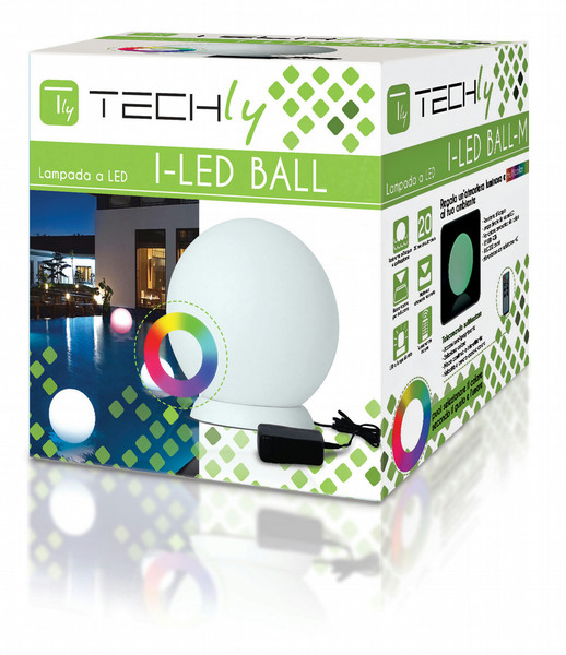 Techly I-LED BALL-L Outdoor spot lighting LED Weiß Außenbeleuchtung