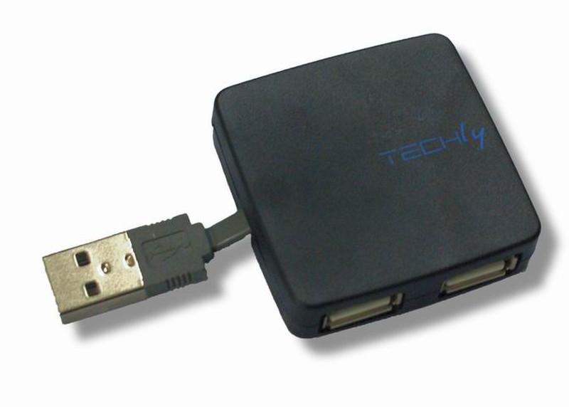 Techly USB 2.0 Mini Hub 4 Port Black IUSB2-HUB4-101BK
