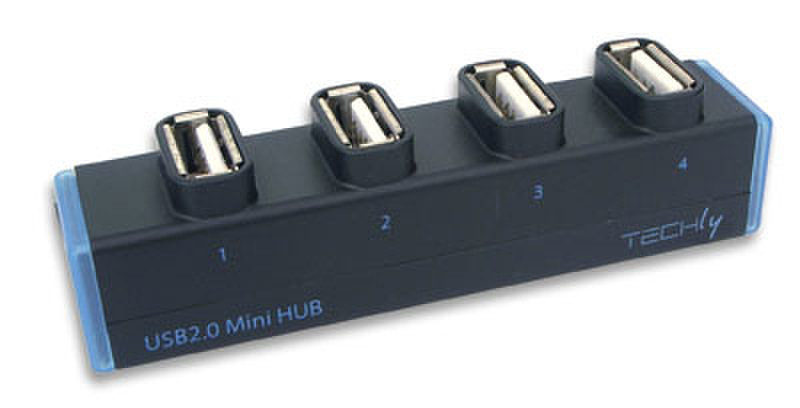 Techly IUSB2-HUB4-201B 480Мбит/с Черный хаб-разветвитель