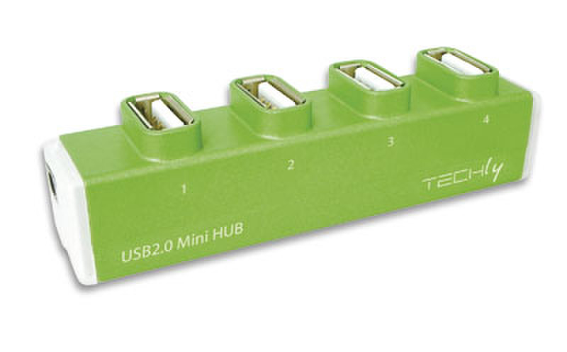 Techly IUSB2-HUB4-201G 480Мбит/с Зеленый хаб-разветвитель