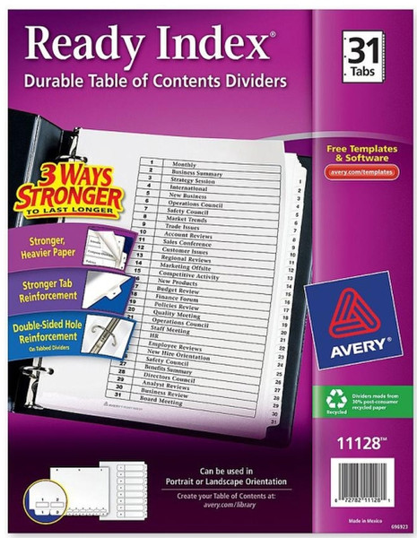 Avery 11128 White 31pc(s) divider