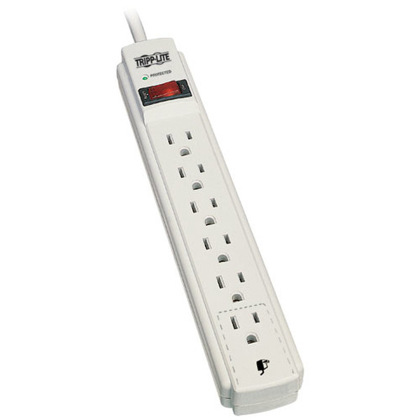 Tripp Lite Protect It! 6-Outlet Surge Protector, 8-ft. Cord, 990 Joules, Low-Profile Right-Angle 5-15P plug