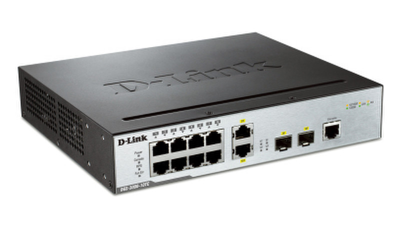 D-Link DGS-3000-10TC L2 Gigabit Ethernet (10/100/1000) Energie Über Ethernet (PoE) Unterstützung Schwarz Netzwerk-Switch