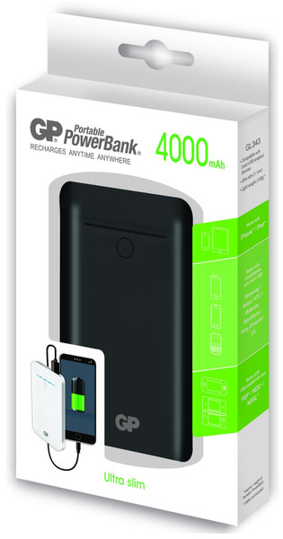 GP Batteries Portable PowerBank GL343 Lithium Polymer (LiPo) 4000mAh Schwarz