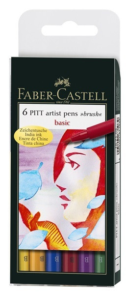 Faber-Castell PITT Синий, Зеленый, Розовый, Фиолетовый, Желтый фломастер