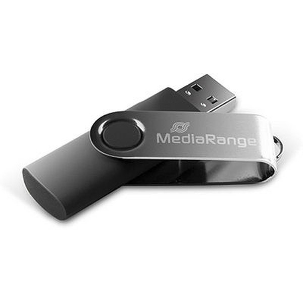 MediaRange 64GB USB 2.0 64ГБ USB 2.0 Type-A Черный, Cеребряный USB флеш накопитель