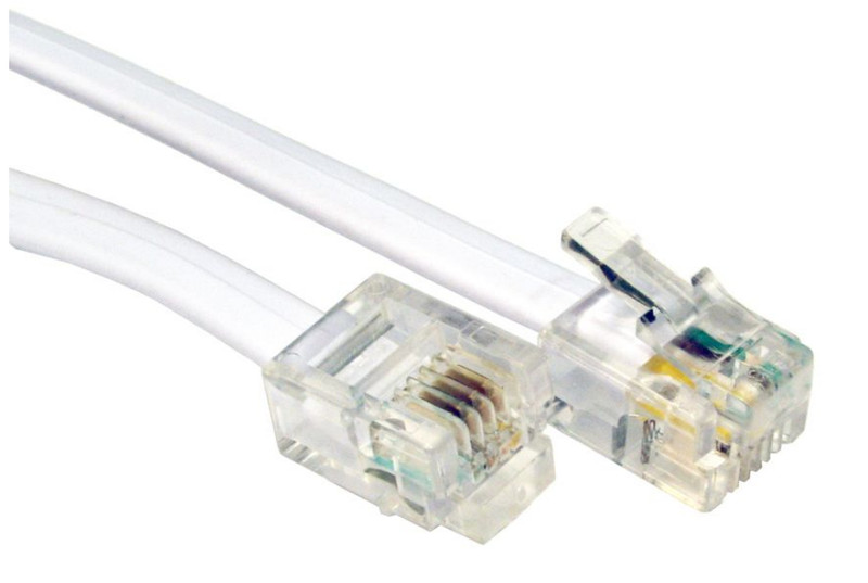Cables Direct 5m RJ-11/RJ-11 5m White telephony cable