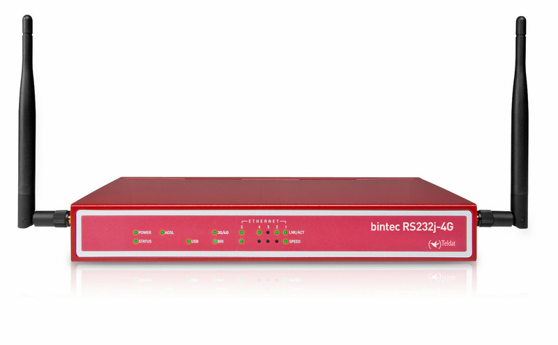 Teldat bintec RS232j-4G Eingebauter Ethernet-Anschluss ADSL2+ Rot Kabelrouter