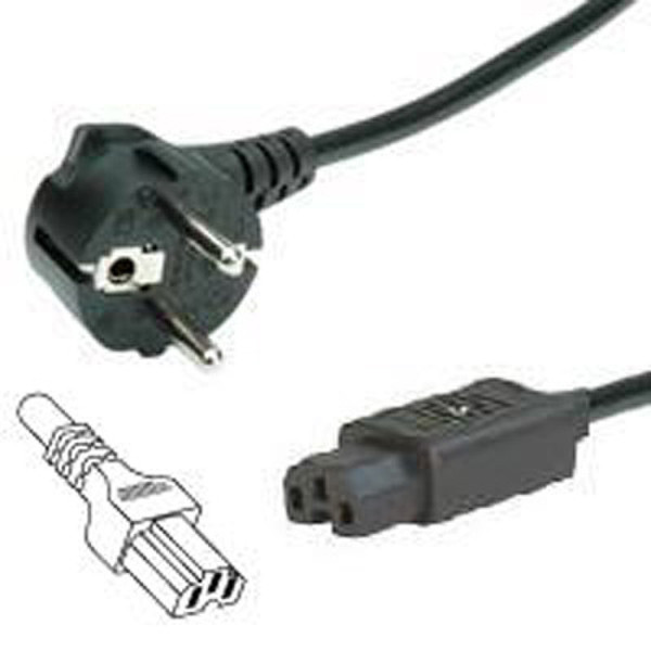Secomp 19071489 2m C15 coupler CEE7/7 Schuko Black power cable