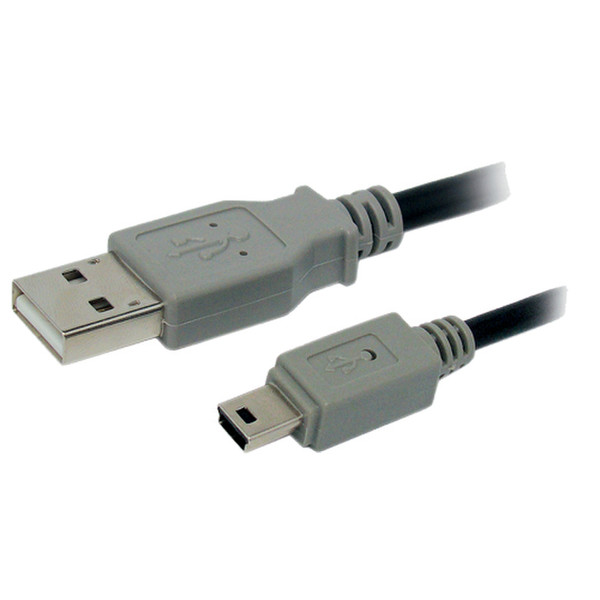 Omenex 1.8m USB 2.0 A - mini USB 2.0 M/M 1.8m USB A Mini-USB B Grau, Schwarz