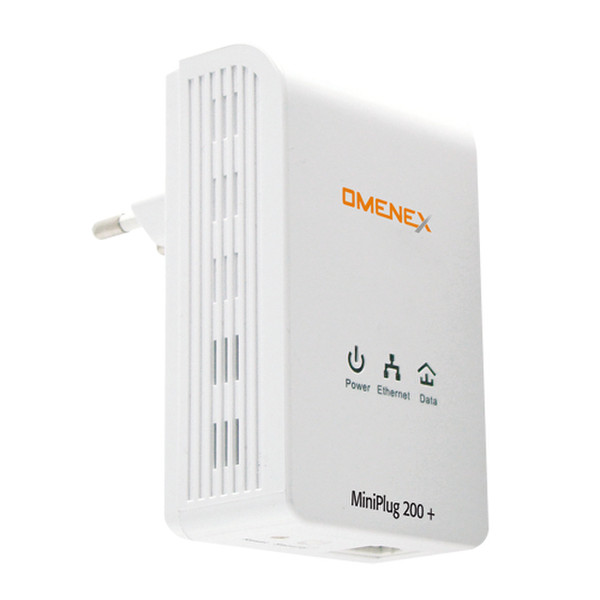 Omenex 491930 200Mbit/s Eingebauter Ethernet-Anschluss Weiß 1Stück(e) PowerLine Netzwerkadapter