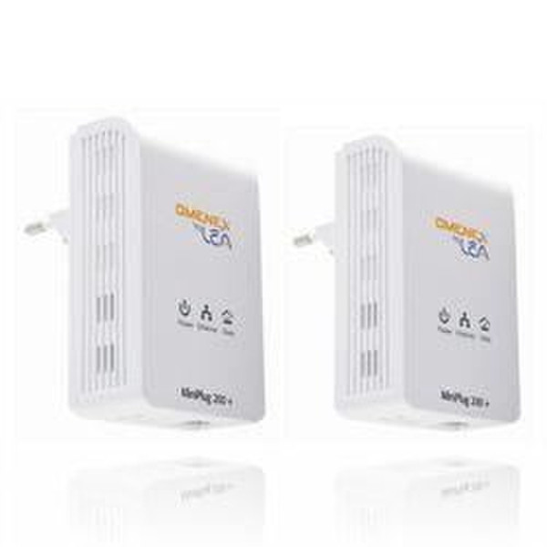 Omenex 491931 200Mbit/s Ethernet LAN White 2pc(s) PowerLine network adapter