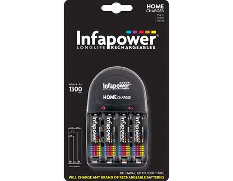 Infapower Home Charger 4 x AA 1300mAh Indoor Black