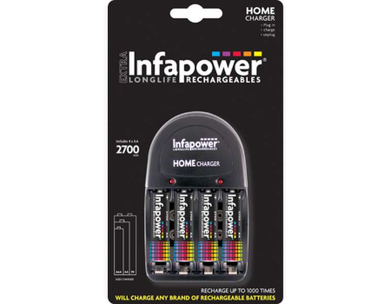 Infapower Home Charger 4 x AA 2700mAh Indoor Black