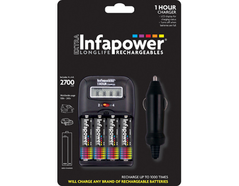 Infapower 1-Hour Home Charger 4 x AA 2700mAh Auto/Indoor Black